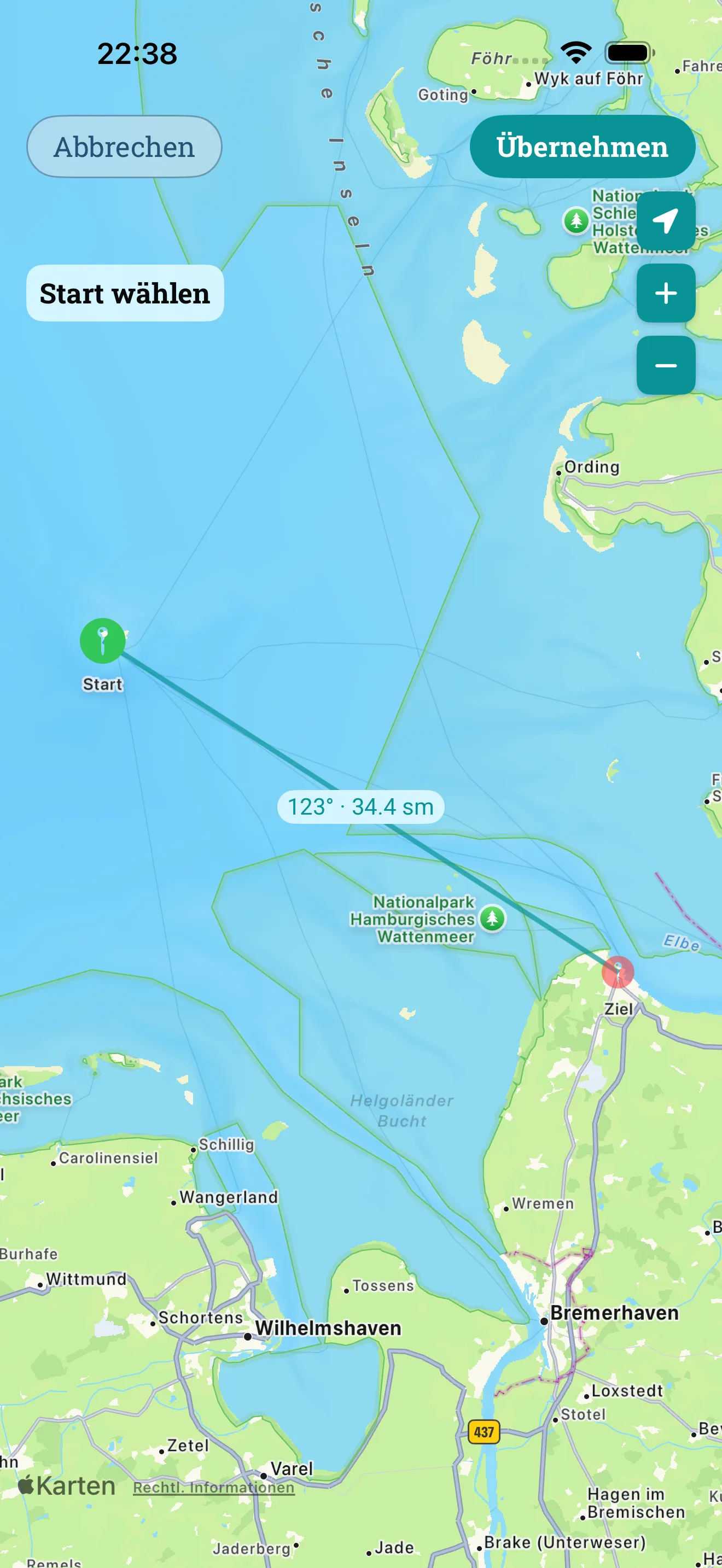 Törn-Briefing: Route und Etappe auf der Karte