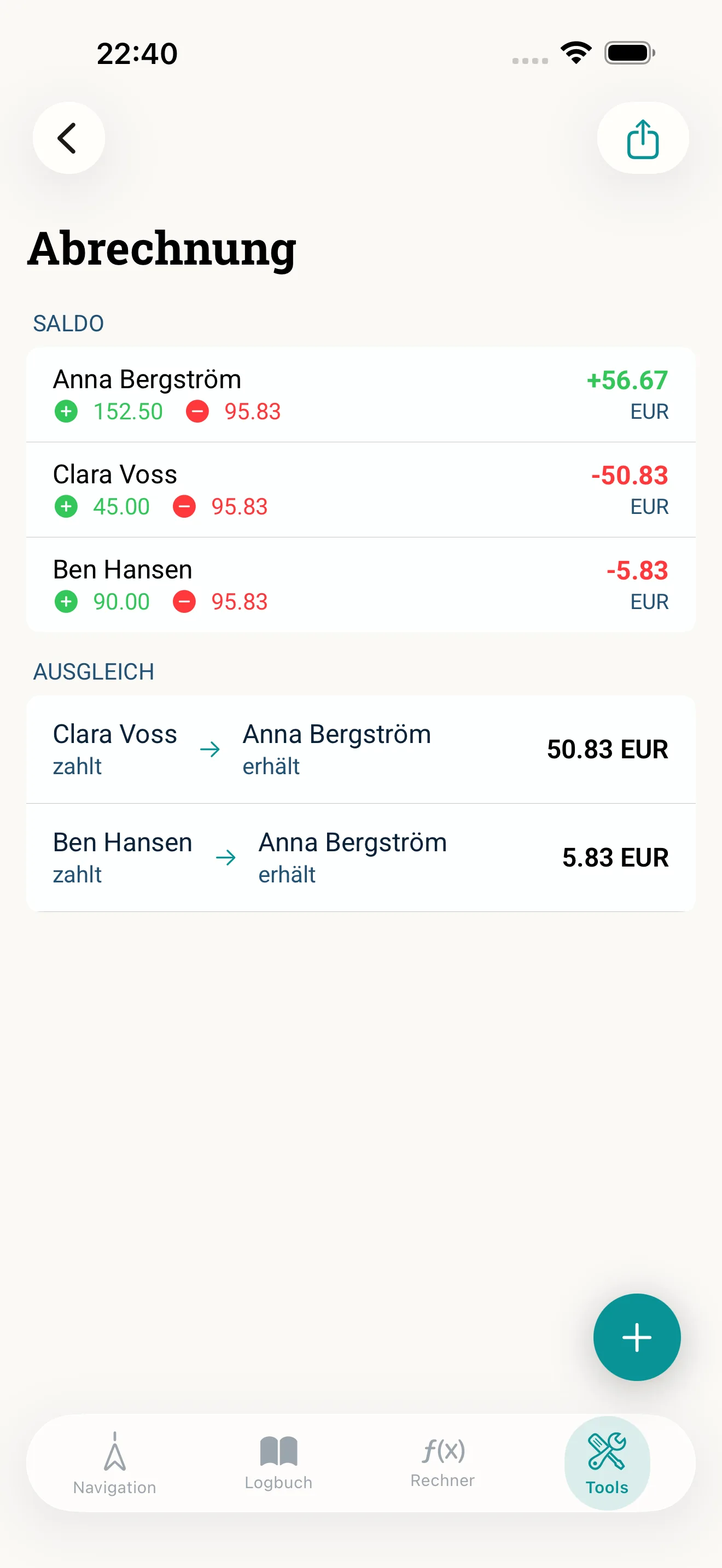 Bordkasse: faire Abrechnung am Törnende